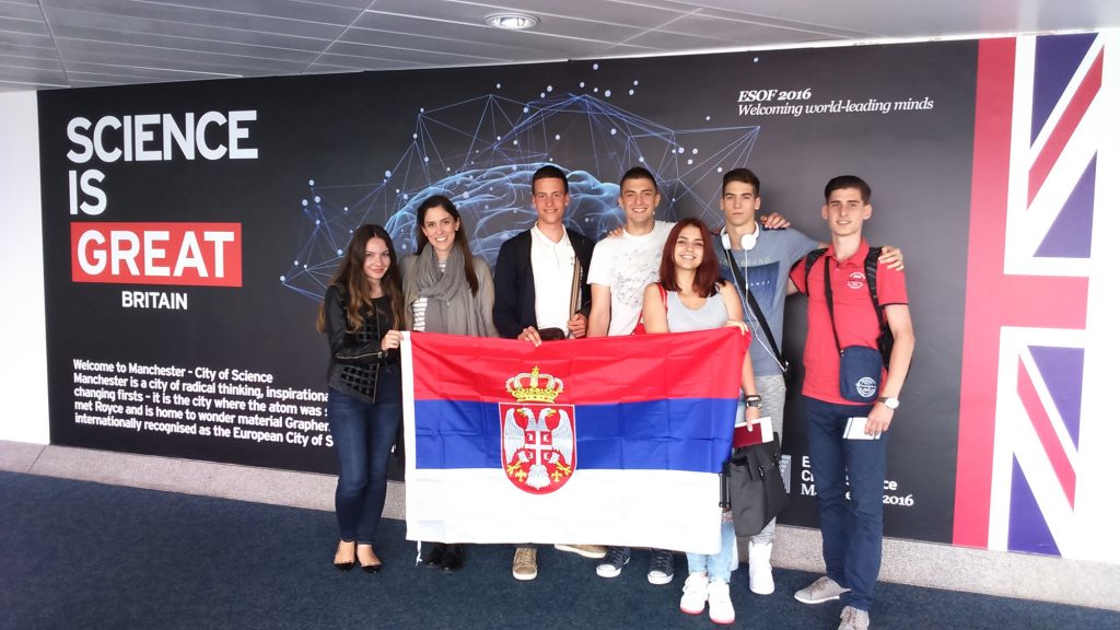 Serbian team at the final debate of "European student parliaments - Debate science!" from 25-27 of July 2016 in Manchester